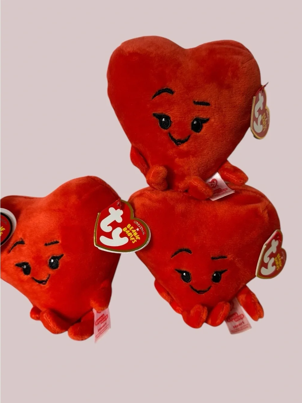 Lot of 6 Ty Beanie Babies The Emoji Movie “Heart” Red Plush 42299 w/ Tags